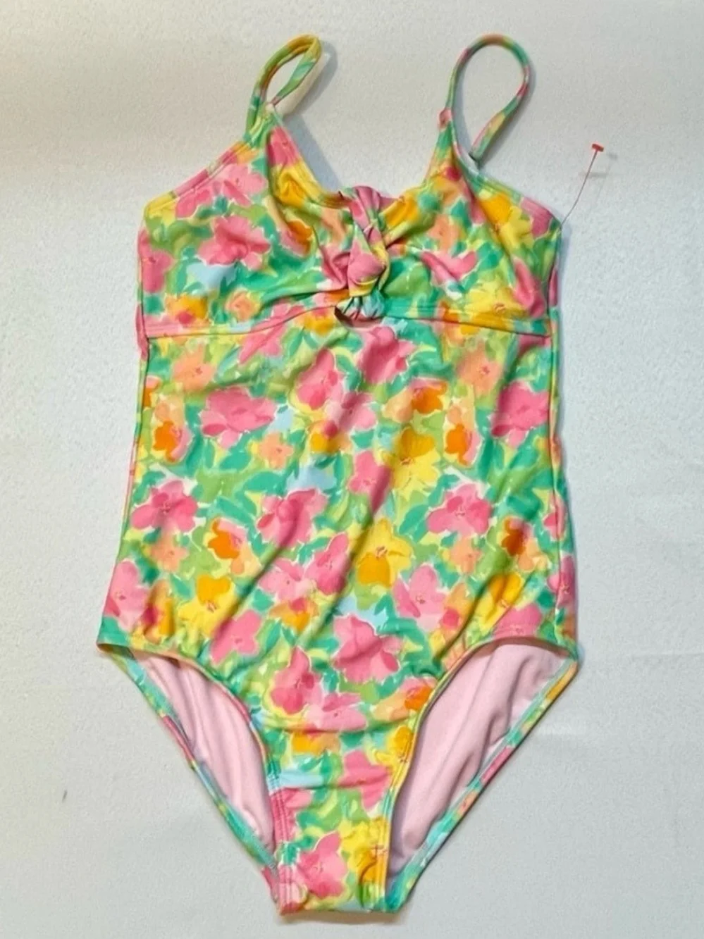Cat & Jack Girls' Set Floral Printed 1 Piece Swimsuit & 1 Cover Up Skirt. Sz S